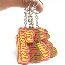 Eco-friendly Manufacturer Wholesale Embossed Letters Soft Custom Shape PVC Rubber Brand Name Keychains for Collections